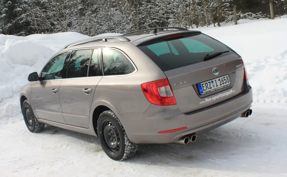 Zertifiziert Fox Auspuff Sportauspuff Duplex Sportendschalldämpfer für Skoda Superb 3T 4x4