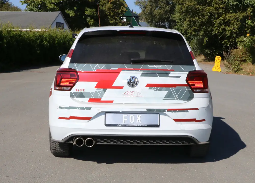Billig Fox Auspuff Sportauspuff Sportendschalldämpfer für VW Polo AW GTI 2,0l 147kW 17-