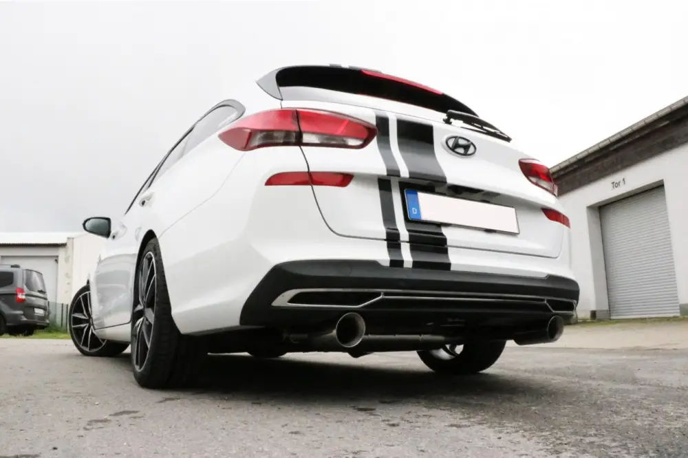 Günstig Fox Duplex Auspuff Sportauspuff Komplettanlage für Hyundai i30 PDE Kombi 1,4l