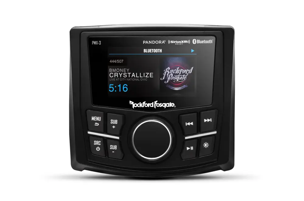 Geprüft ROCKFORD FOSGATE Marine Source Unit PMX-3 Headunit Receiver Bluetooth USB