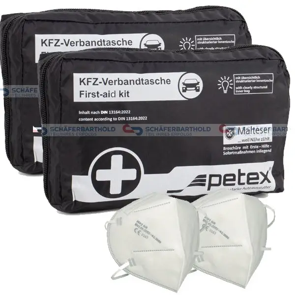 2x Verbandtasche Verbandstasche Erste-Hilfe Verbandskasten PKW DIN13164 SCHWARZ Bestpreis