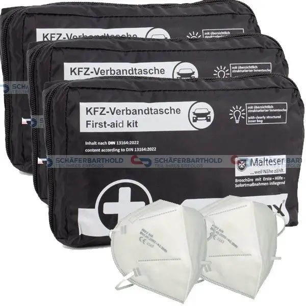3x Verbandtasche Verbandstasche Erste-Hilfe Verbandskasten PKW DIN13164 SCHWARZ Sale