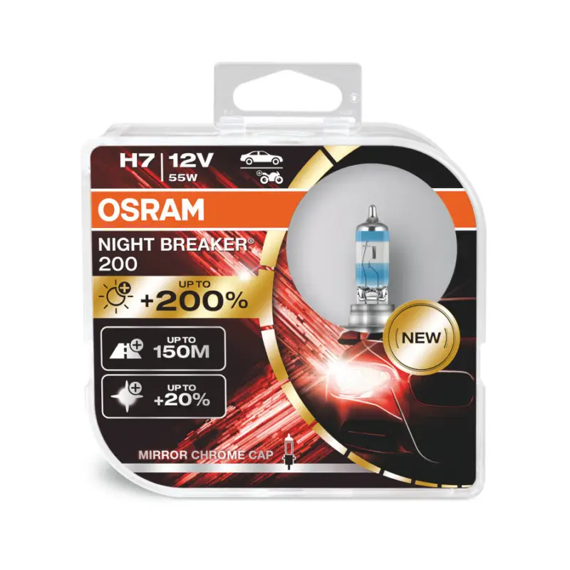 Osram H7 Night Breaker 200 Halogen Glühbirnen 200% mehr Helligkeit 12V Abverkauf