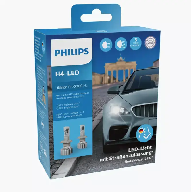 Philips H4 Ultinon Pro6000 H4 LED 11342U6000X2 LED mit Straßenzulassung* 12V Top-Seller