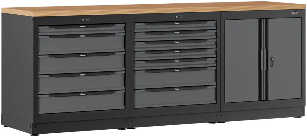 VIGOR Schrankwand-Kombination Starter-Paket Holz V6000-3P1XLD 2588 mm x 700 mm Begrenztes Angebot