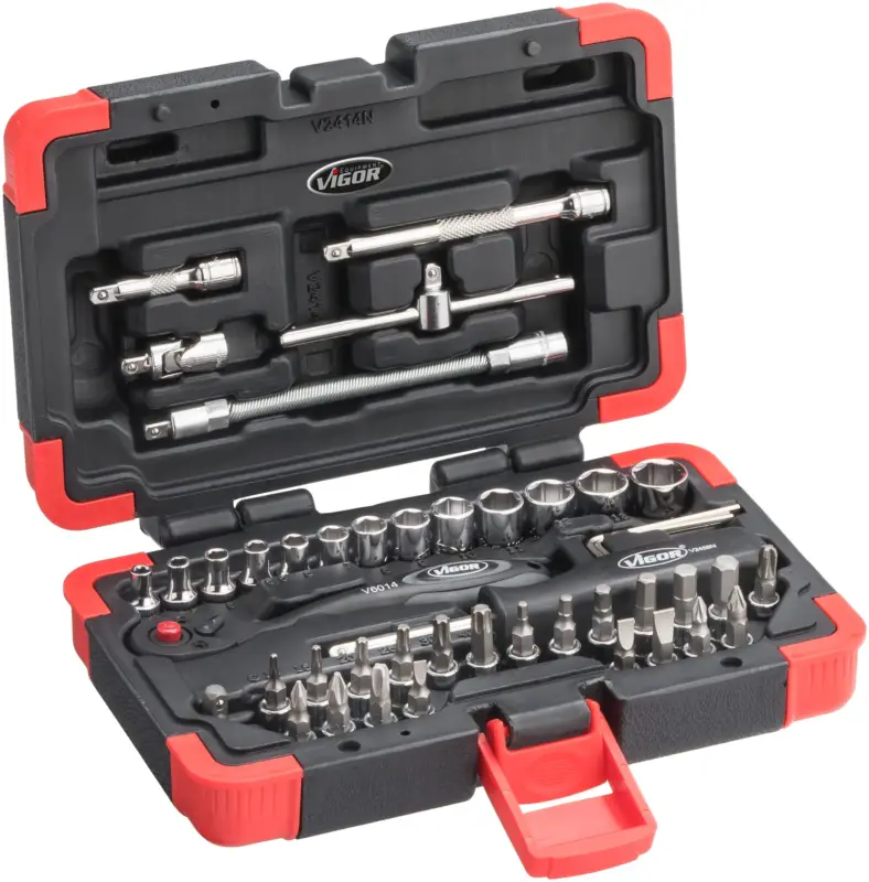 Neue Ware VIGOR Steckschlüssel Satz V2414N 1/4" Außen Sechskant Profil, T Profil, Innen