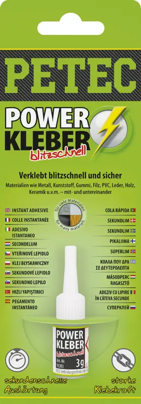 Petec Sekundenkleber Power Kleber blitzschnell Sekundenklebstoff 3g 93403 Sonderaktion