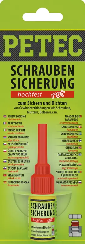 Garantierte Lieferung Petec Schraubensicherung hochfest rot Schraubenkleber Flasche 5g