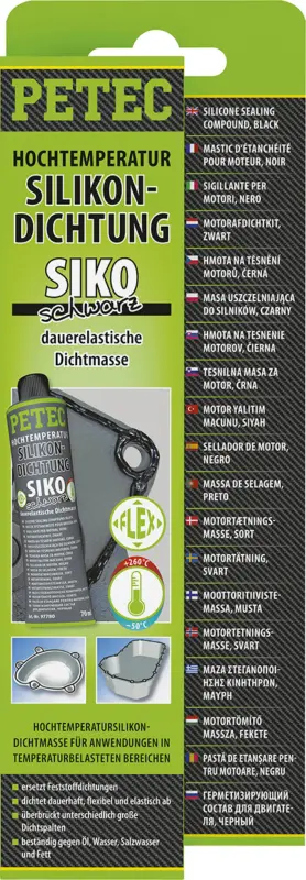 Petec Hochtemperatur-Silikondichtung Siko schwarz 70ml 97780 Schneller Versand