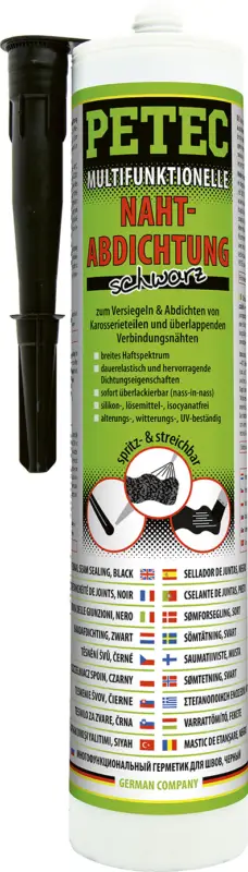 Letzte Chance Petec Multifunktionelle Nahtabdichtung, schwarz spritz- & streichbar 310ml 94231