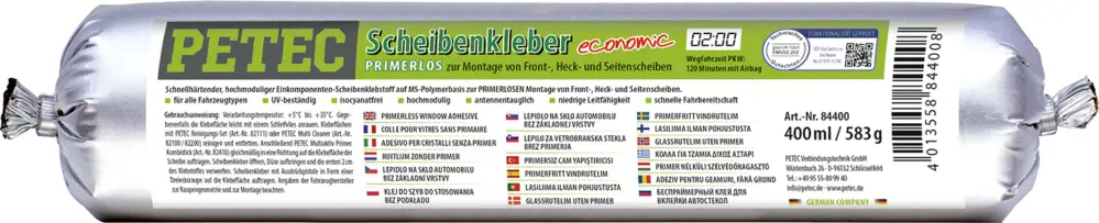 Ausverkauf Petec Scheibenklebstoff Scheibenkleber Schlauchbeutel economic 400ml 84400