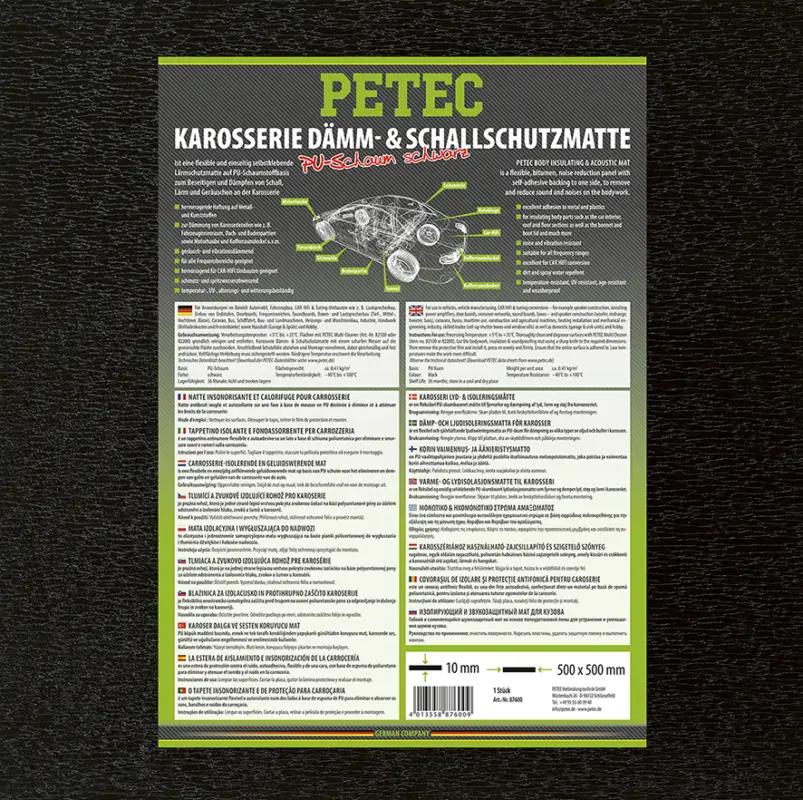 Mega-Angebot Petec Dämm und Schallschutzmatte PU-Schaum schwarz 500x500x10mm 87600