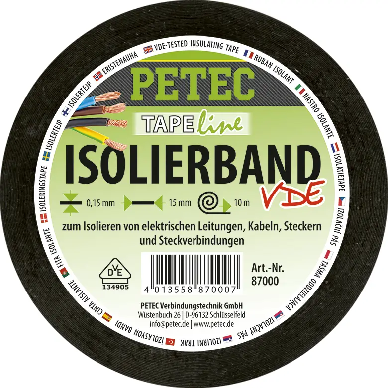 Abverkauf Petec Isolierband Kabelisolierung Kabel Kabelschutzband VDE geprüft 10m 87000