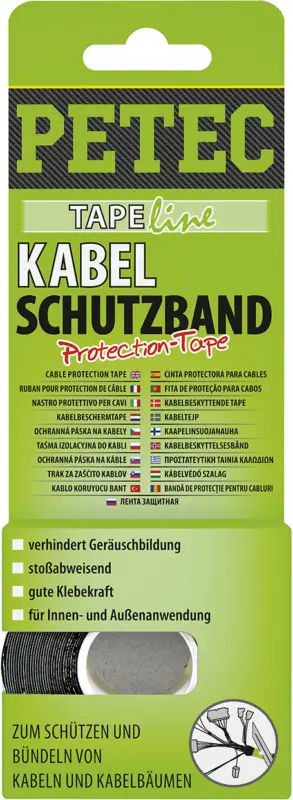 Must-Have Petec Kabelschutzband schwarz 10m x 19mm x 03mm Klebeband Kabelbündler 87500