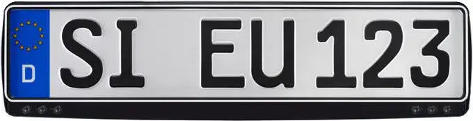 ERUCARAT Kennzeichenhalter Standard Schwarz-Weiß geschwungen Garantierte Lieferung