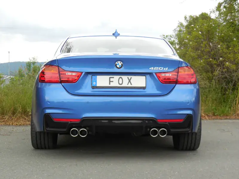 Sonderangebot Fox BMW F32 - 420d Coupe M-Paket Endschalldämpfer quer Ausgang rechts/links passend an Rieger Heckschürzeneinsatz 435i/440i Optik - 2x80 Typ 16 rechts/links