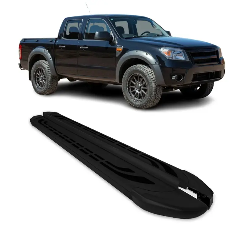 Letzte Chance Trittbretter Seitenschweller für Ford Ranger Double Cab 2007-12 Alu Schwarz