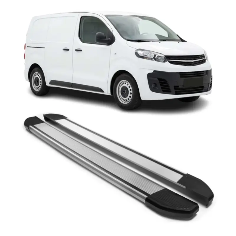 Markenprodukt Alu Seitenschweller Trittbretter für Opel Vivaro C 2019-2026 Kurzer Silber 2tlg