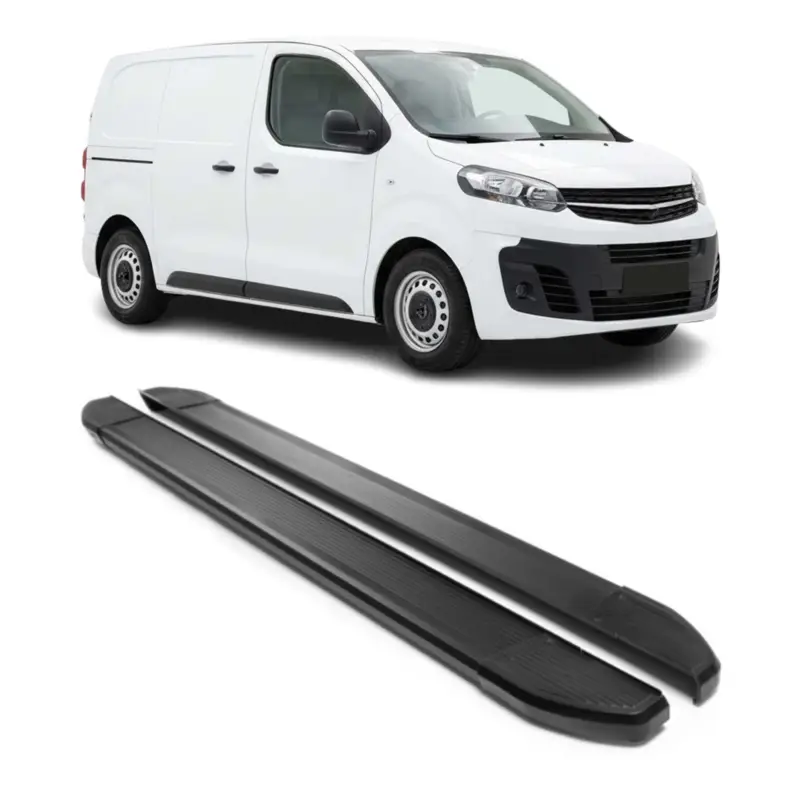 Alu Seitenschweller Trittbretter für Opel Vivaro C 2019-2026 Kurzer Schwarz 2tlg Letzte Chance