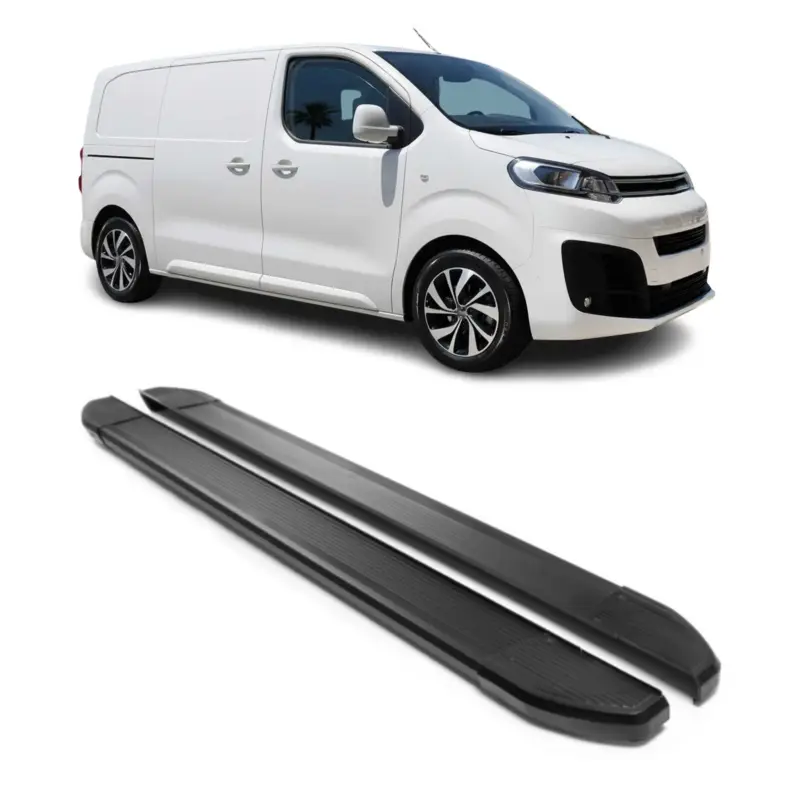 Finale Aktion Alu Schweller Trittbretter für Citroen Jumpy 2016-2026 Schwar L1 Kurzer Schwarz