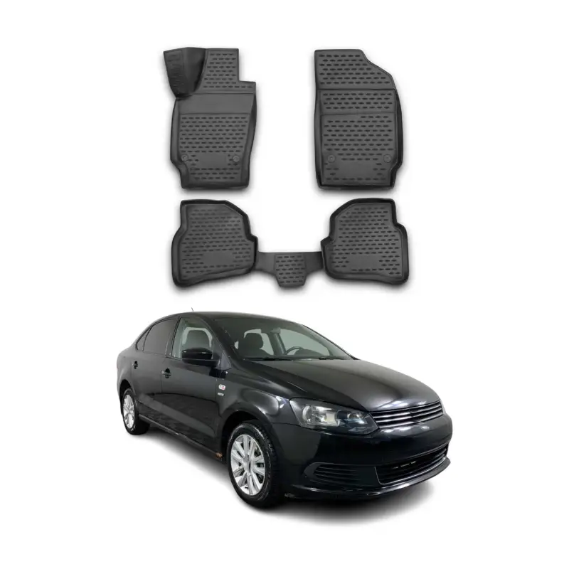 Sale OMAC Gummimatten Fußmatten für VW Polo Stufenheck 2010-2020 TPE Schwarz 4x