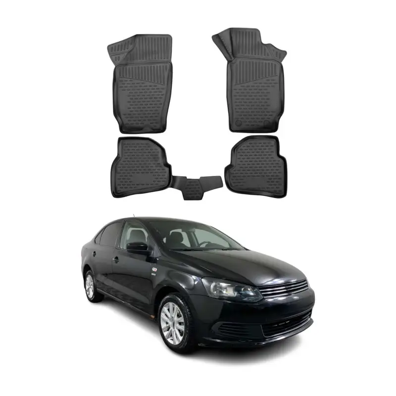 OMAC Gummimatten Fußmatten für VW Polo 2010-2014 RHD TPE Automatten Schwarz 4x Sichere Zahlung