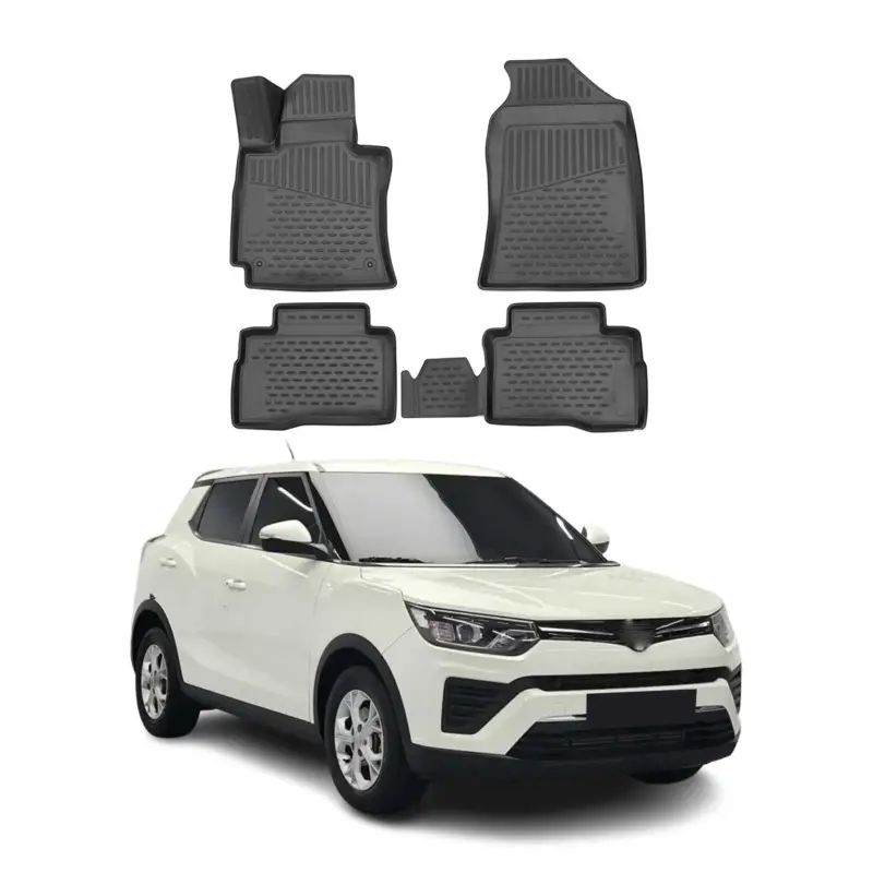Schnäppchen OMAC Gummimatten Fußmatten für Ssangyong Tivoli 2015-2021 TPE Matten Schwarz 4x