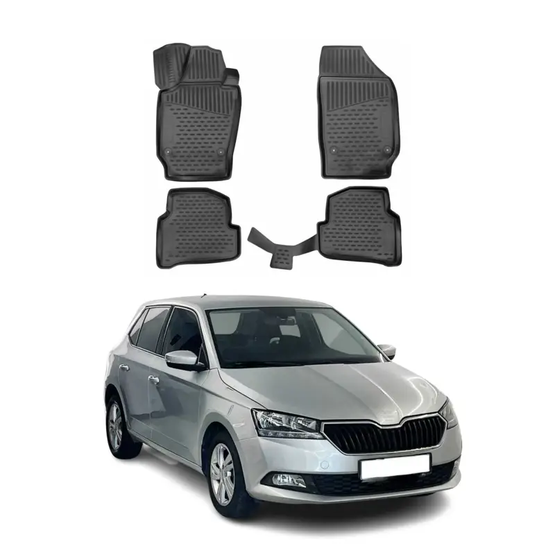 Schneller Versand OMAC Gummimatten Fußmatten für Skoda Fabia 2019-2021 TPE Automatten Schwarz 4x