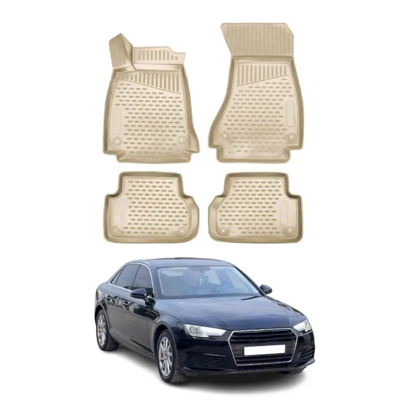 Neuheit OMAC Gummimatten Fußmatten für Audi A4 Limo Avant Allroad B9 2016-2025 Beige 4x