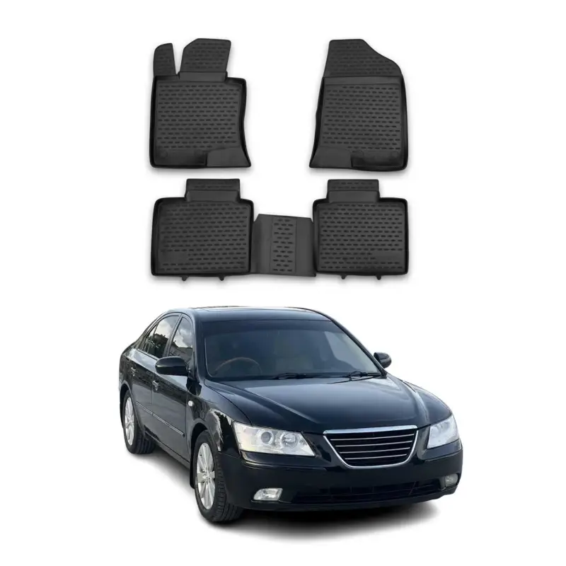 Preisreduziert OMAC Gummimatten Fußmatten für Hyundai Sonata VI 2010-2015 TPE Automatte Schwarz