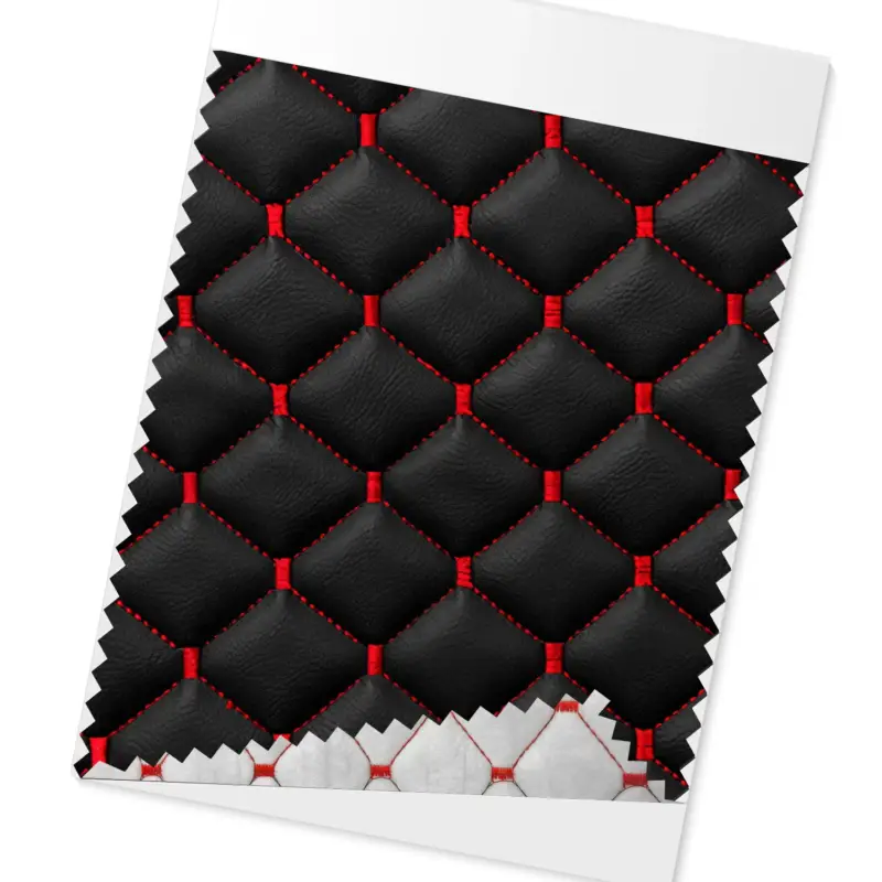 140cmx100cm Geprägte Schwarz Kunstleder Rot Diamant-Stich Auto Polsterung Direktkauf