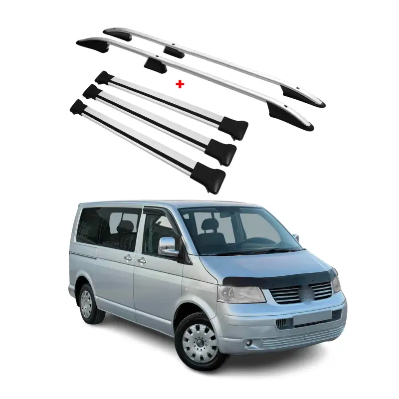 Dachreling + Dachträger für VW Transporter T5 2003-2015 L1 Kurzer Alu Silber 5x Billig