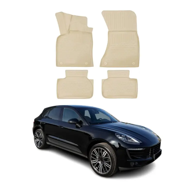 OMAC Gummimatten Fußmatten für Porsche Macan 2014-2018 TPE Automatten Beige 4x Abverkauf
