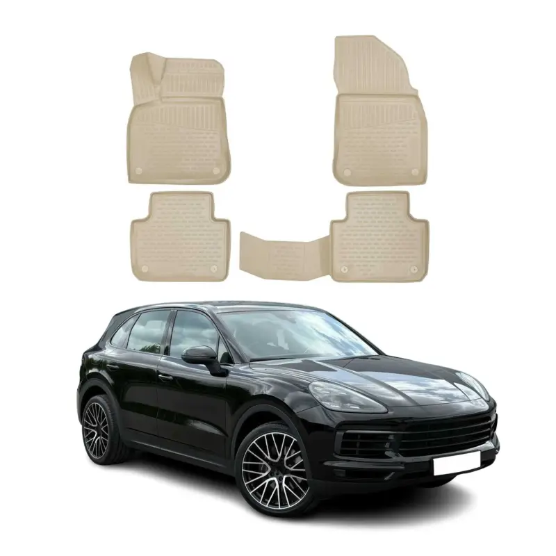 OMAC Gummimatten Fußmatten für Porsche Cayenne 2017-2024 TPE Automatten Beige 4x Top-Seller