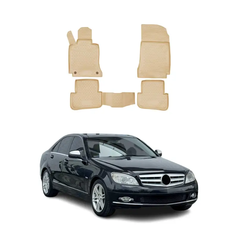 OMAC Gummimatten Fußmatten für Mercedes C Klasse W204 2007-2015 TPE Beige 4x Direktkauf