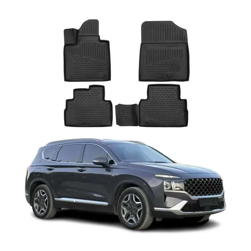 Solange Der Vorrat Reicht OMAC Gummimatten Fußmatten für Hyundai Santa Fe TM 2021-2021 TPE Schwarz 4x
