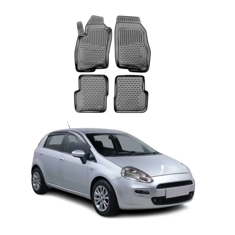 Top-Preis OMAC Gummimatten Fußmatten für Fiat Punto 2012-2018 TPE Automatten Schwarz 4x