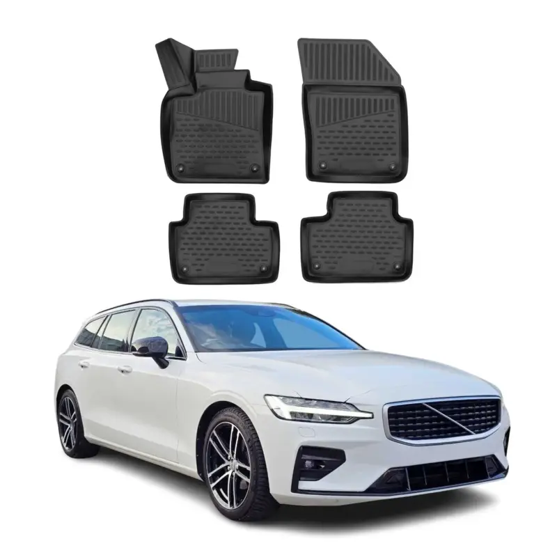 Preisreduziert OMAC Gummimatten Fußmatten für Volvo V60 S60 2018-2024 TPE Automatten Schwarz 4x