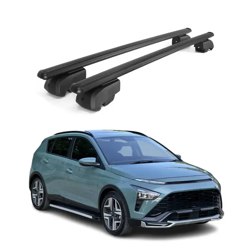 Dachträger Gepäckträger für Hyundai Bayon 2021-2026 ABE Aluminium Schwarz 2x Zertifiziert