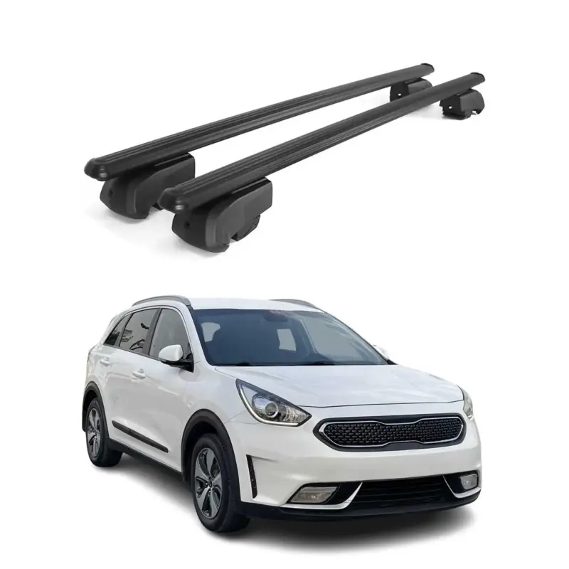 Dachträger Gepäckträger für Kia Niro I 2017-2022 Querträger ABE Alu Schwarz 2x Solange Der Vorrat Reicht