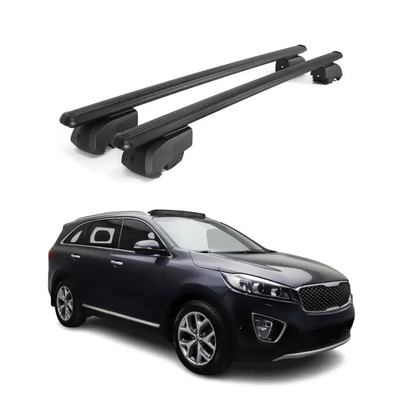 Dachträger Gepäckträger für Kia Sorento 2016-2020 ABE Aluminium Schwarz 2x Sonderangebot