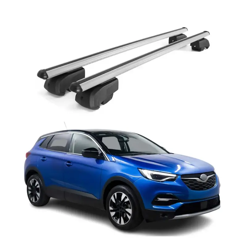 Dachträger Gepäckträger für Opel Grandland X 2017-2025 ABE Aluminium Grau 2x Neue Kollektion