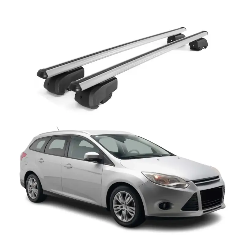Markenware Dachträger Gepäckträger für Ford Focus MK3 Turnier 2011-2021 ABE Alu Grau 2x