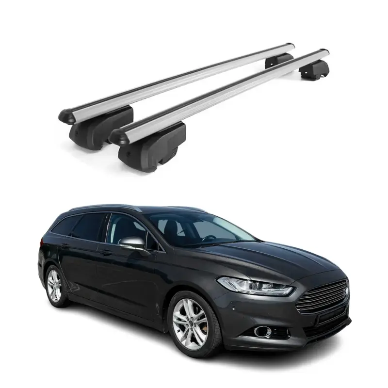 Echt Dachträger Gepäckträger für Ford Mondeo mk5 Wagon 2014-2022 ABE Alu Grau 2x