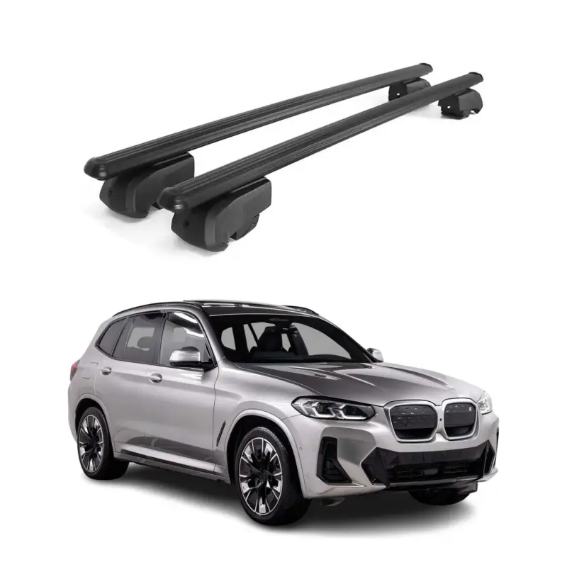 Meistverkauft Dachträger Gepäckträger für BMW iX3 G08 2020-2025 ABE Aluminium Schwarz 2x