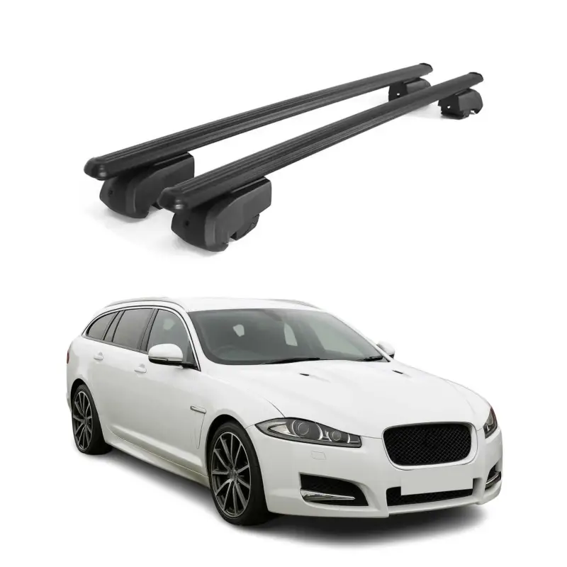 Dachträger Gepäckträger für Jaguar XF Sportbrake SW 2018-2021 ABE Schwarz 2x Preisknaller