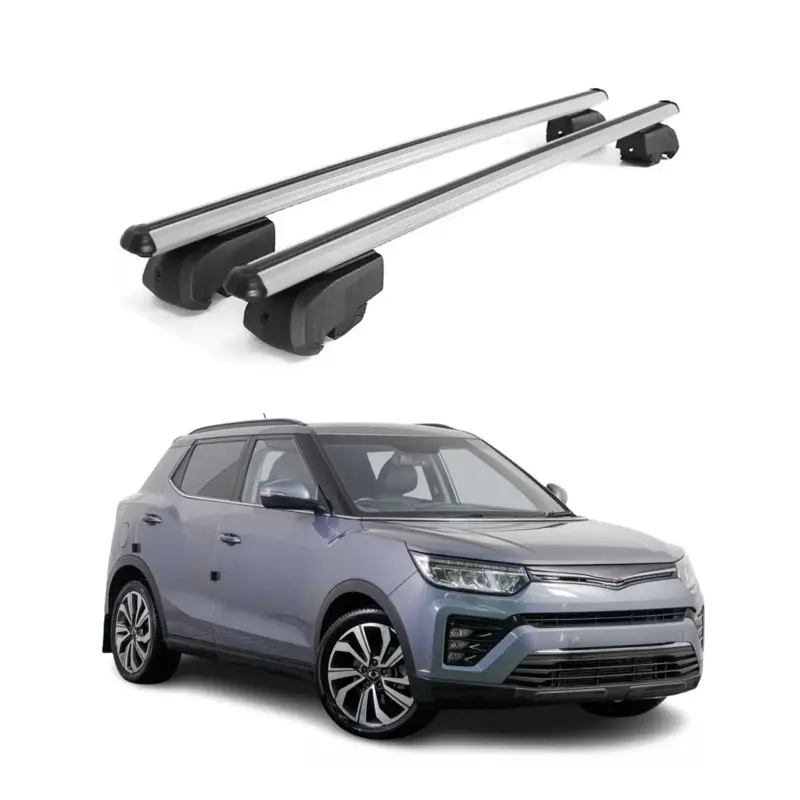 Aktuell Dachträger Gepäckträger für Ssangyong Tivoli 2015-2023 ABE Aluminium Grau 2x