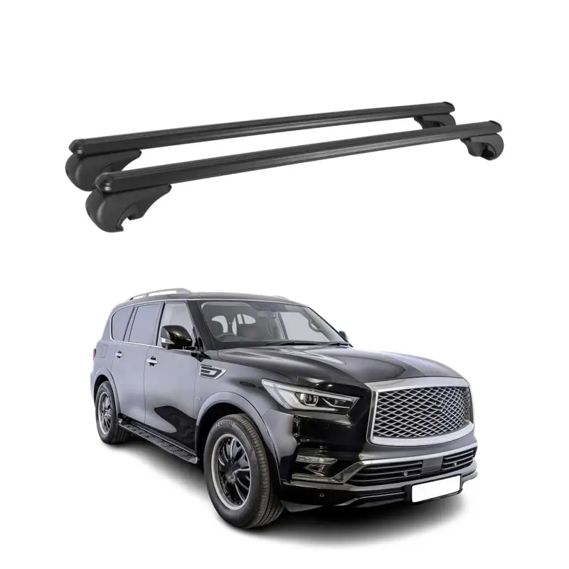 Dachträger für Infiniti QX80 2015-2018 Gepäckträger Grundträger Alu Schwarz 2x Letzte Chance