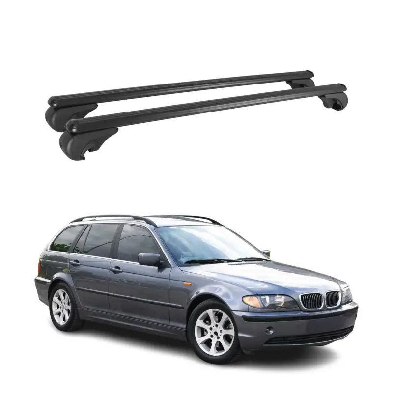 Dachträger Grundtäger für BMW 3er E46 Touring 1999-2007 75kg Schwarz Alu 2 tlg Schneller Versand