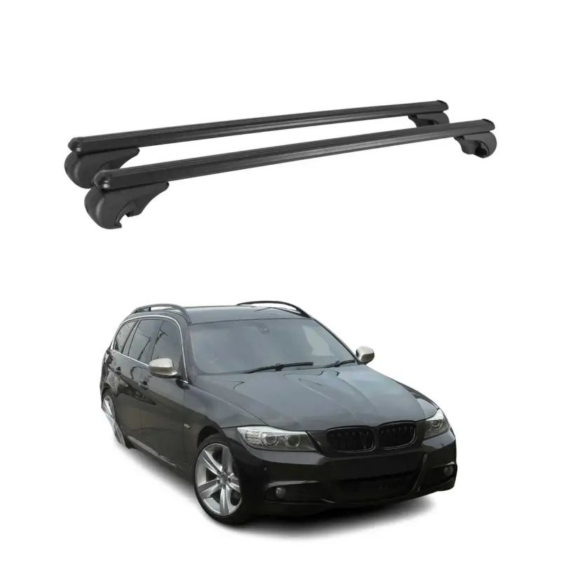 Dachträger für BMW 3er E91 5er E39 E61 Gepäckträger Grundträger Alu Schwarz 2x Schnäppchen
